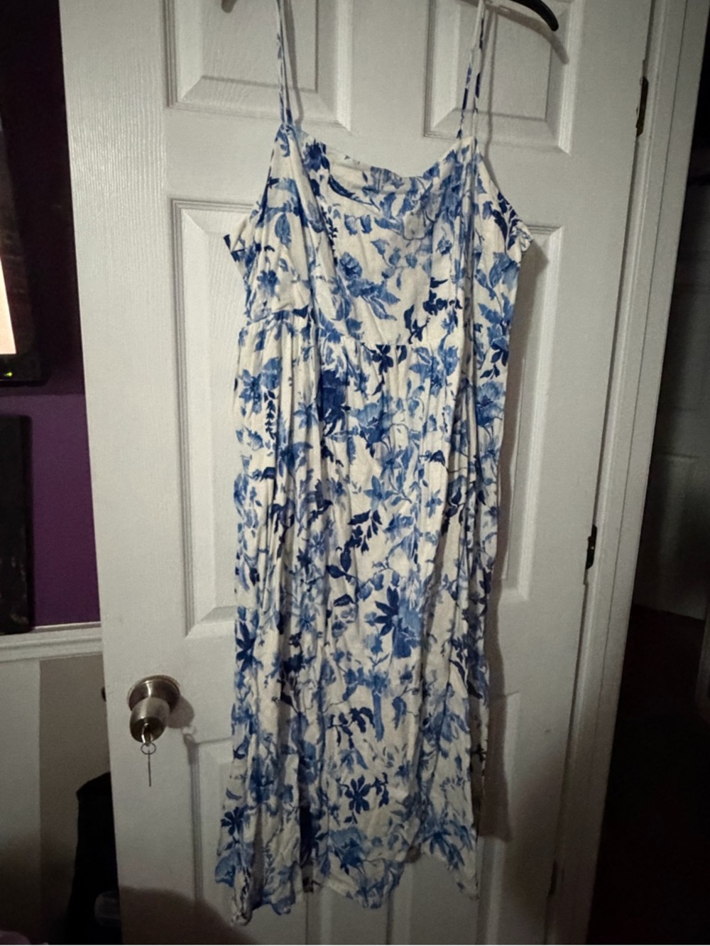 H&M White and Blue Floral Maxi Dress